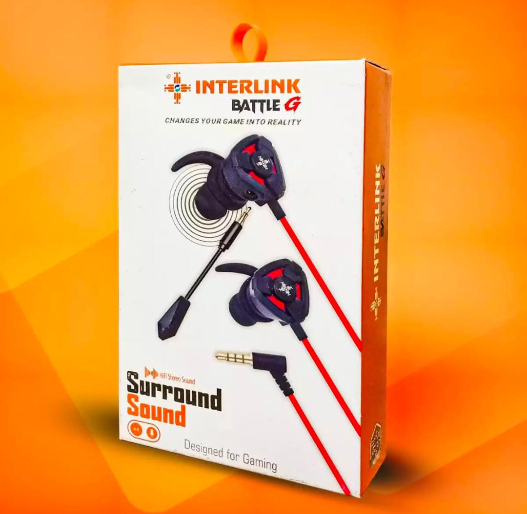 Interlink Handfree Battle-G Best choice for Pubg/Free fire Gamers Earphone / Gaming Handfree